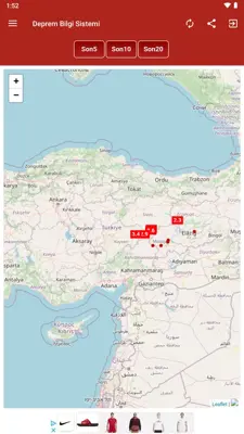 Deprem Bilgi Sistemi android App screenshot 2